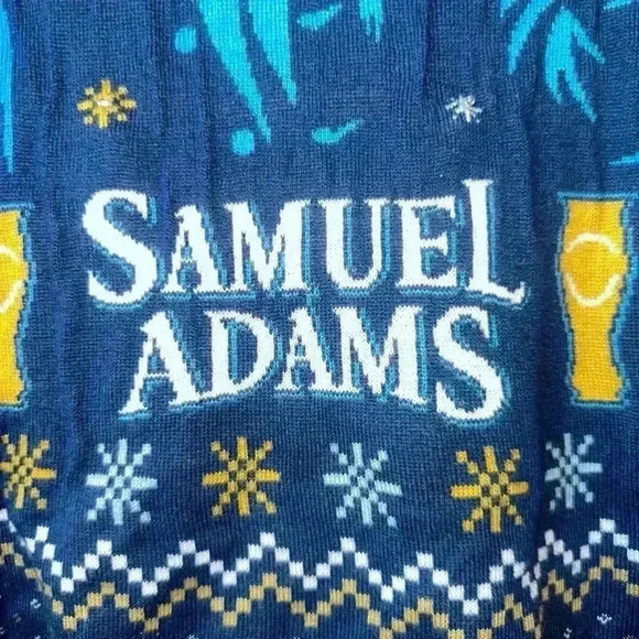 Tipsy Elves Samuel Adams Ugly Sweater! Blue & Yellow! Men’s Size Large! - Picture 3 of 8
